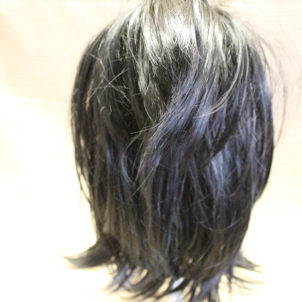 Black Layered Short Wig with Bangs Synthetic Hair Y2K Goth Emo Cosplay 10in